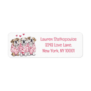 Valentines Day English Bulldog Label