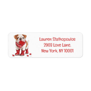 Valentines Day English Bulldog Label