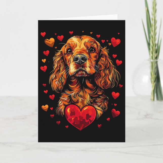 Valentine's Day Er Spaniel Artwork  Card (Front)