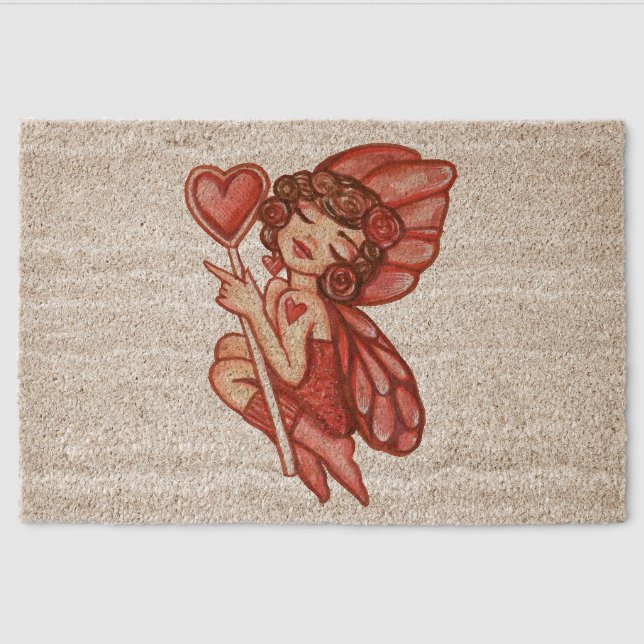 Valentine's Day Fairy                              Fiber Doormat (Front)