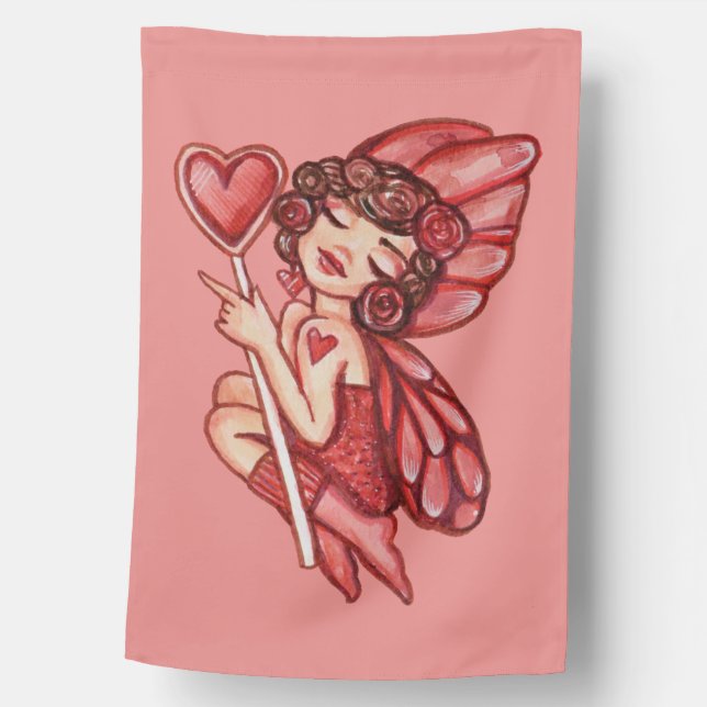 Valentine's Day Fairy                              House Flag (Front)