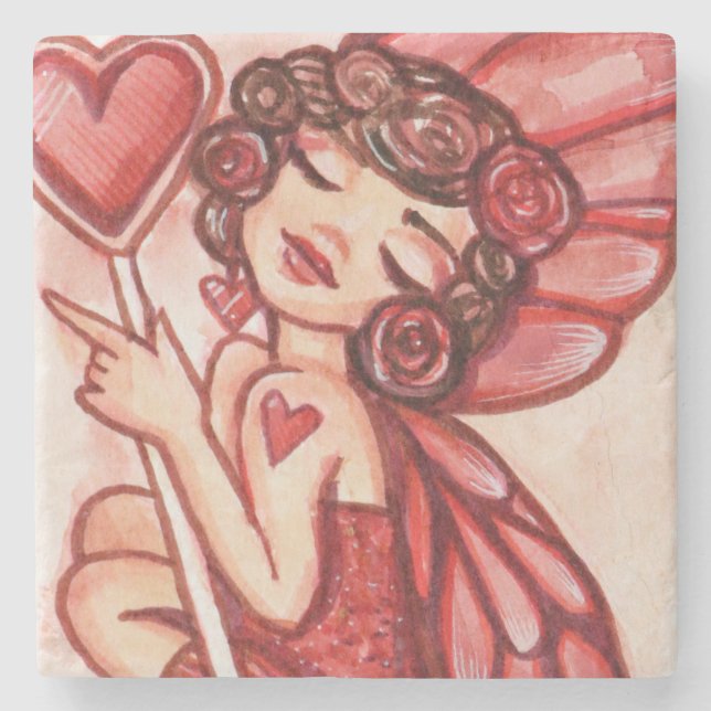 Valentine's Day Fairy                              Stone Coaster (Front)