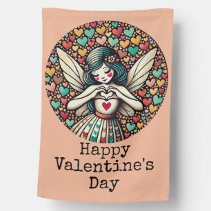 Valentine's Day Fairy Valentine                    House Flag