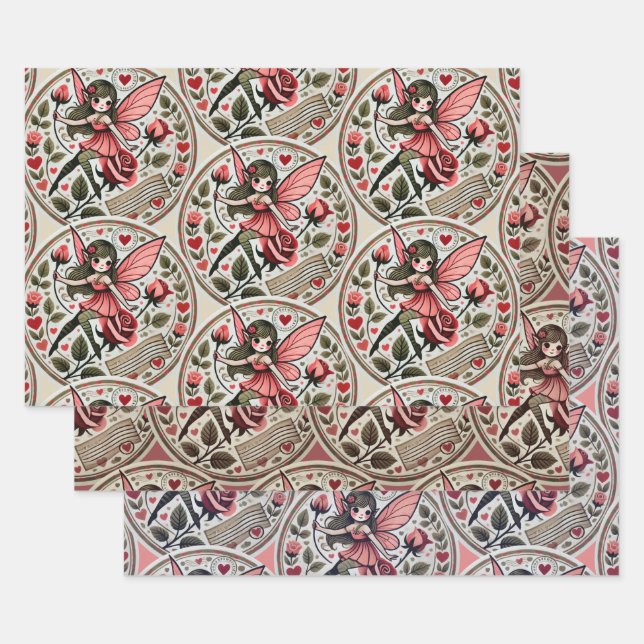 Valentine's day Fairy Valentine                    Wrapping Paper Sheets (Set)