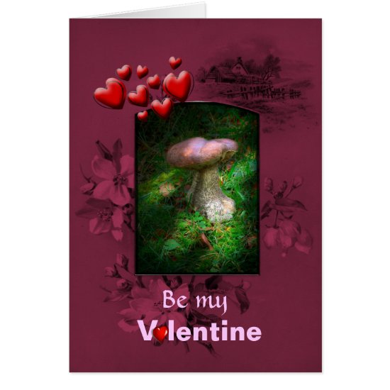 Valentines Day, Fairy Woodland Mushroom Card