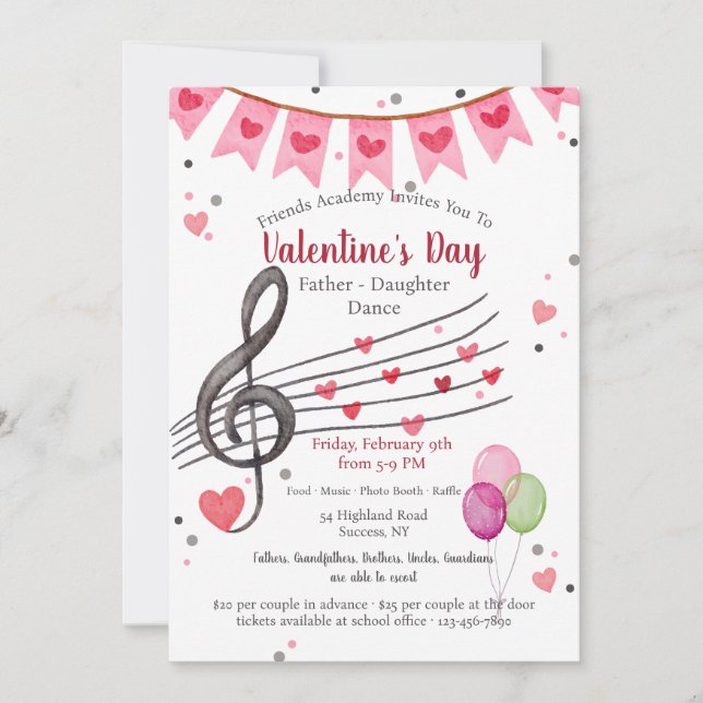 Valentine's Day Father Daughter Dance Invitation (Front)