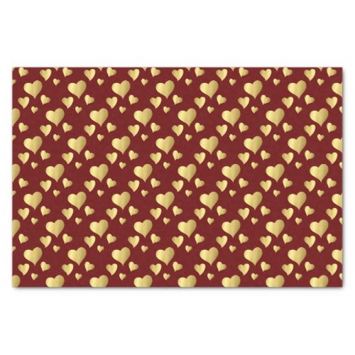 Valentines Day Faux Gold Foil Hearts Pattern Tissue Paper