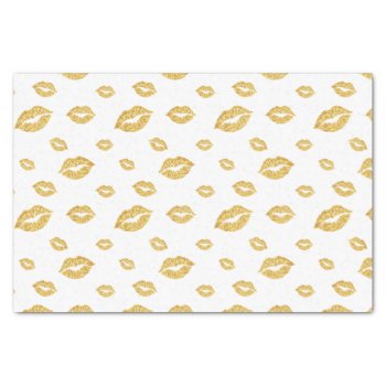 Valentine's Day Faux Gold Glitter Lipstick Kiss Tissue Paper by decor_de_vous at Zazzle