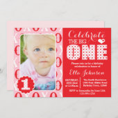 Valentine's Day First Birthday Party Photo Invitation (Front/Back)