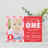 Valentine's Day First Birthday Party Photo Invitation (Standing Front)