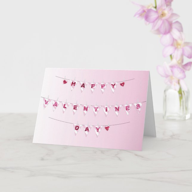 Valentine's Day Flags - Folded Greeting Card (Orchid)