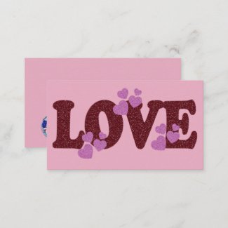 Valentine's Day Flat Card 3.5X5 LOVE & Pink Hearts