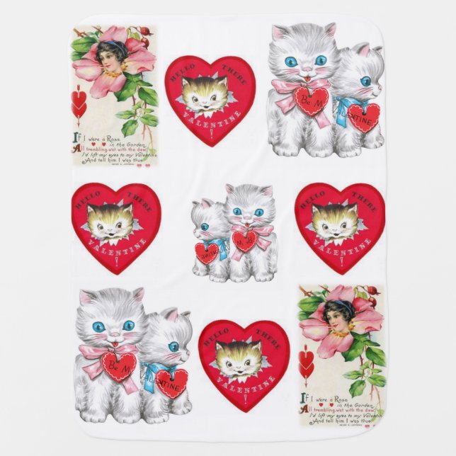 Valentine's Day Fleece Blanket Cats Kittens (Front)