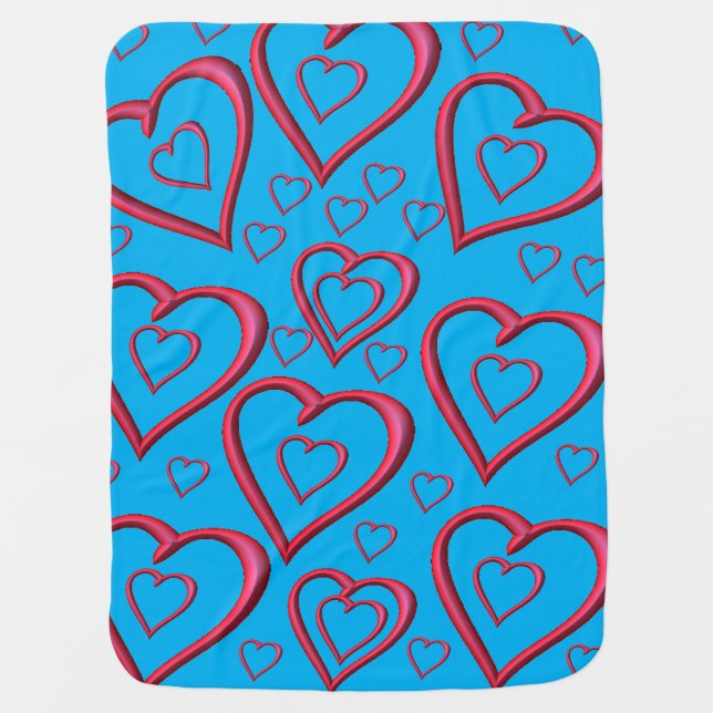 Valentine's Day Fleece Blanket Hearts (Front)
