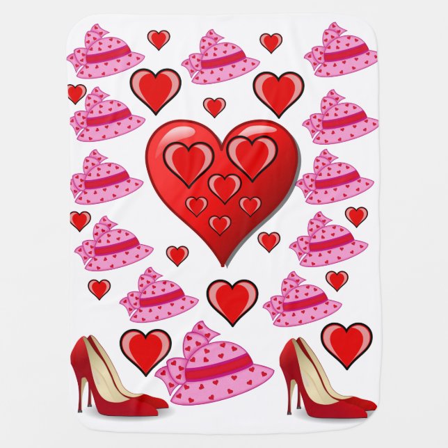 Valentine's Day Fleece Blanket Hearts (Front)