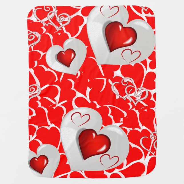 Valentine's Day Fleece Blanket Hearts (Front)