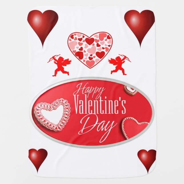 Valentine's Day Fleece Blanket Hearts (Front)