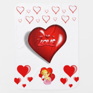 Valentine's Day Fleece Blanket Hearts