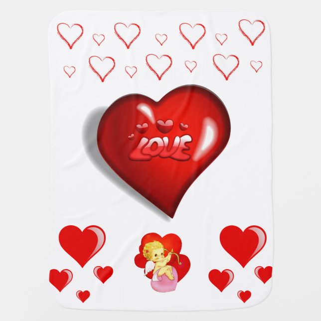 Valentine's Day Fleece Blanket Hearts (Front)