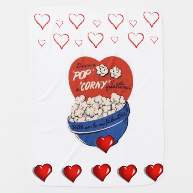 Valentine's Day Fleece Blanket Hearts Popcorn (Front)
