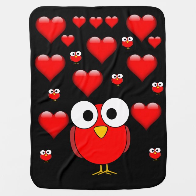 Valentine's Day Fleece Blanket Owl (Front)