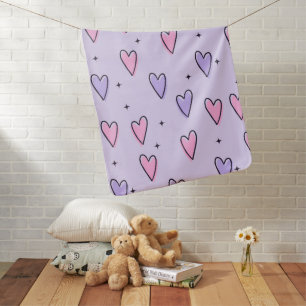 Valentine's Day Fleece Blanket Pink Purple Hearts