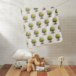Valentine's Day Fleece Blanket Tree Red Hearts