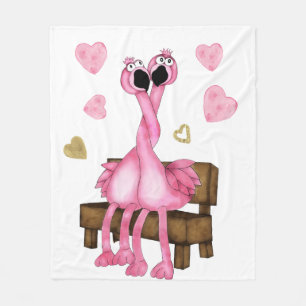 Valentine's Day Fleece Throw Blanket Flamingos