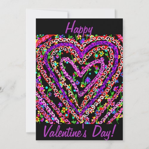 Valentines Day Floral Art Thank You Card