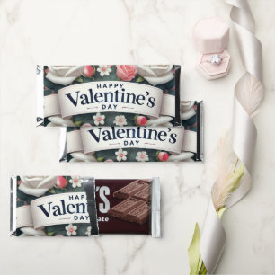 Valentine's Day Floral Heart Design   Hershey Bar Favors