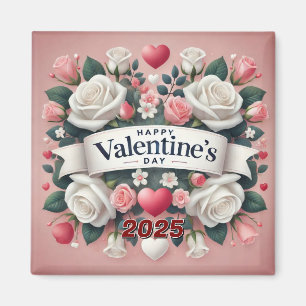 Valentine's Day Floral Heart Design Magnet