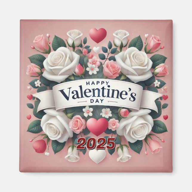 Valentine's Day Floral Heart Design   Magnet (Front)