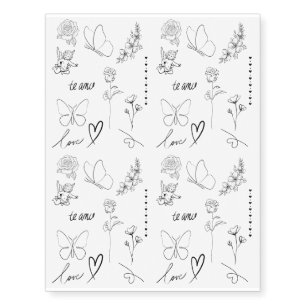 Valentine's Day Flowers, Butterflies, Angel, Heart Temporary Tattoos