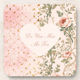 Valentine's Day, Flowers Pixels,Do You Miss Me Too Beverage Coaster
