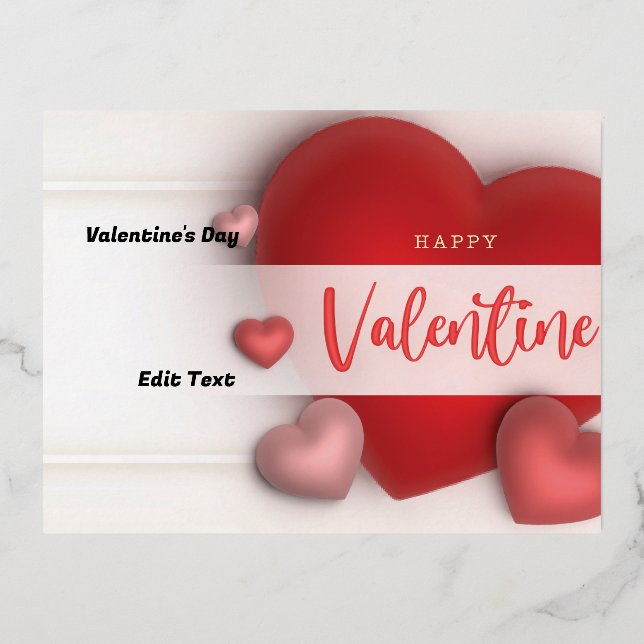 Valentine's Day Foil Holiday Postcard (Front)