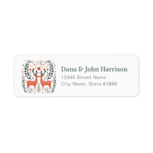 Valentine's Day Folk Deer Return Address Labels