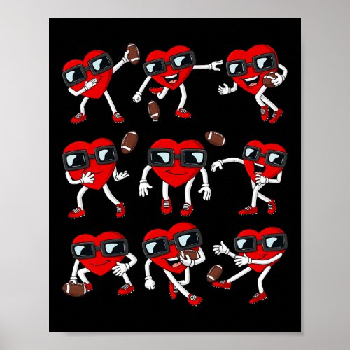 Valentines Day Football Heart Quarterback Receiver Poster