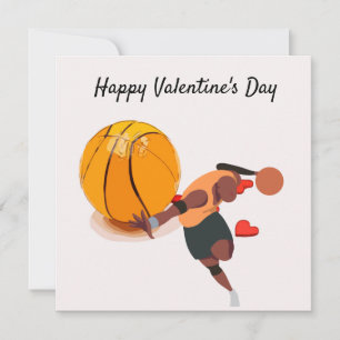 Valentine's Day for Basketball Player with love Holiday Card