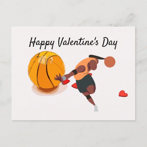 Valentines Day for Basketball Player with love Holiday Postcard