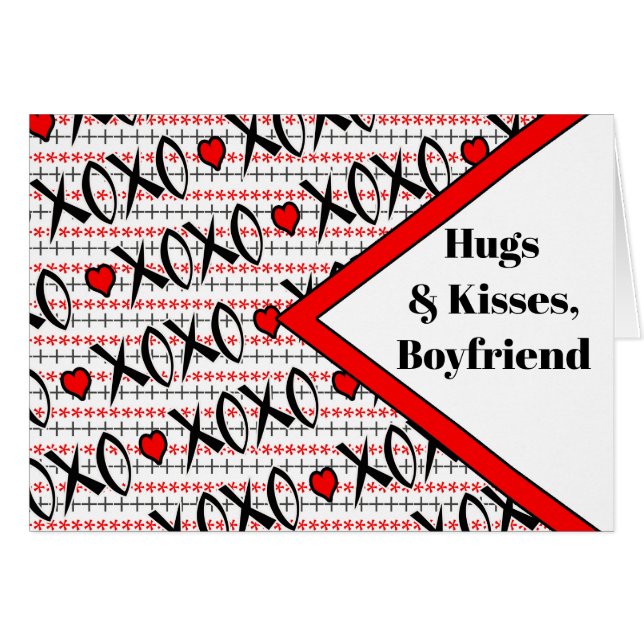 Valentine's Day for Boyfriend XOXO Design Cards (Front Horizontal)