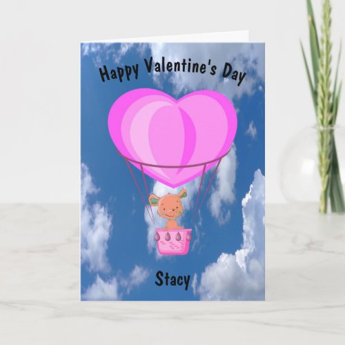 Valentines Day for Child Hot Air Balloon  Puppy Card