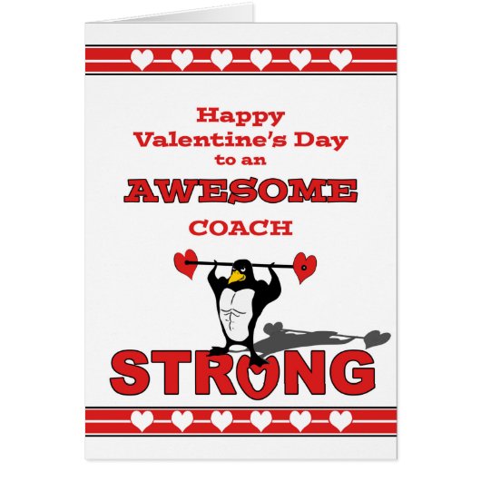 Valentine's Day for Coach, Weightlifting Penguin (Front)
