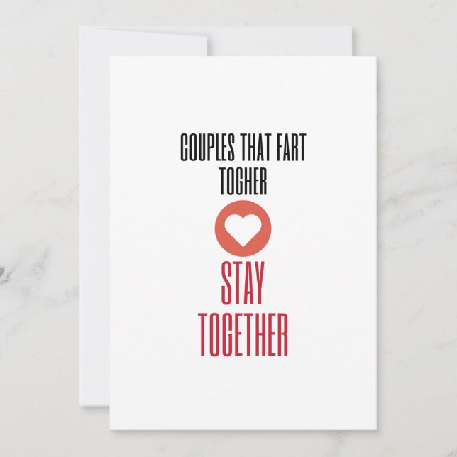 valentines day for couples that fart together stay holiday card (Front)