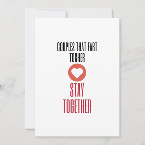 valentines day for couples that fart together stay holiday card