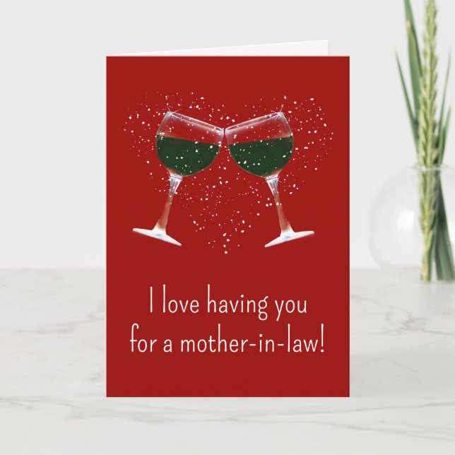 Valentine's Day for Mother in Law Wine Humor Card (Front)
