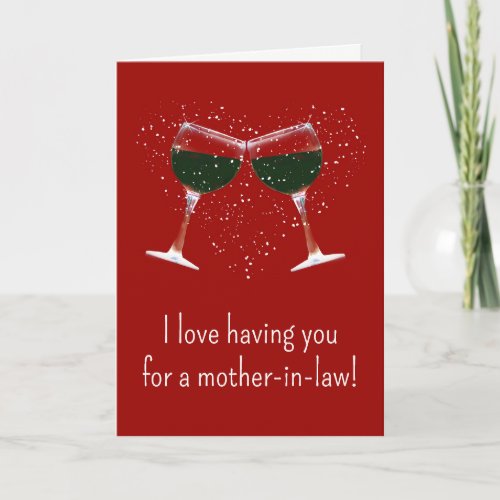 Valentines Day for Mother in Law Wine Humor Card