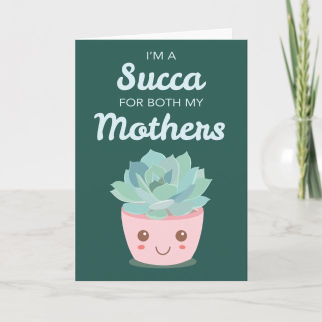 Valentines Day for My Mother with Kawaii Succulent Card (Front)