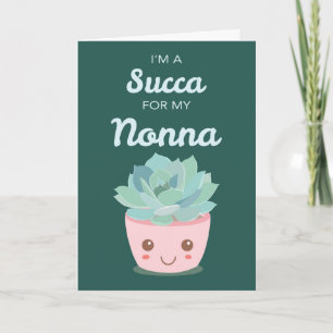 Valentines Day for Nonna with Kawaii Succulent Card