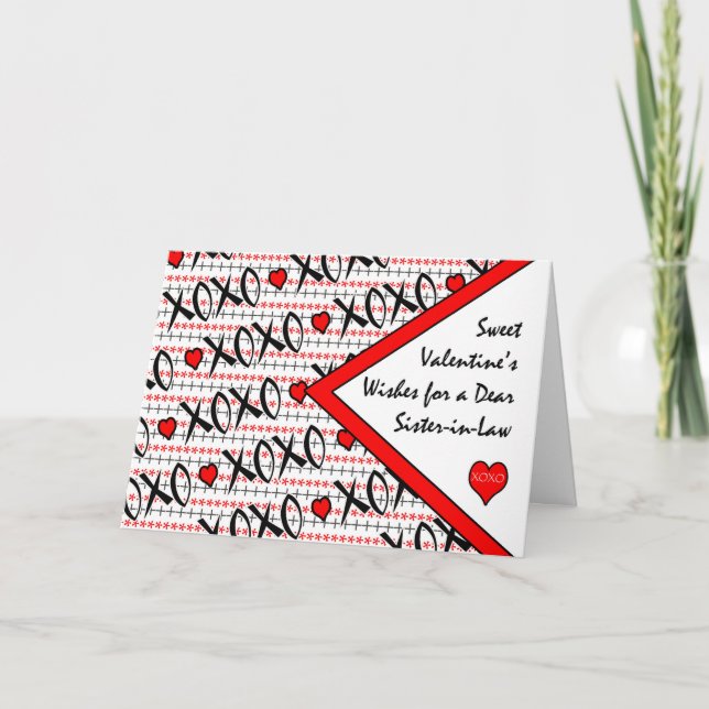 Valentine's Day for Sister in Law, XOXO Design Holiday Card (Front)