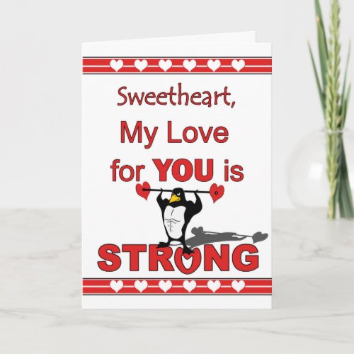 Valentines Day for Sweetheart Penguin  Weights Holiday Card